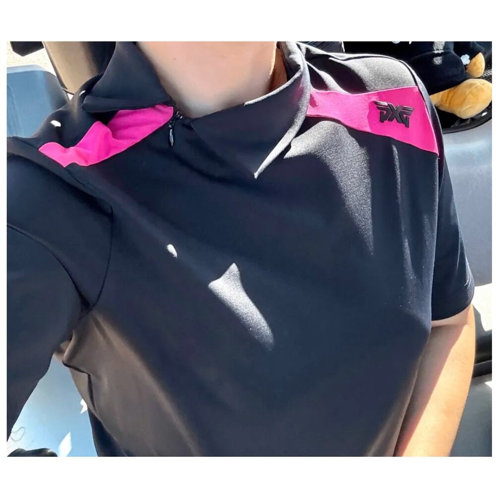 NWT PXG Women’s Launch Asymmetric Polo Black Pink Performance M